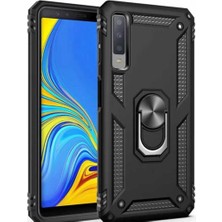 Kılıfmania Samsung Galaxy A7 2018 Kapak Military Yüzüklü Stantlı Panzer Tank Kılıf - Siyah