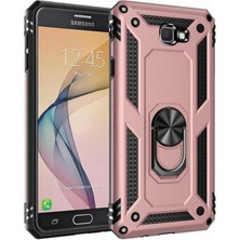 Kılıfmania Samsung Galaxy J7 Prime Kapak Military Yüzüklü Stantlı Panzer Tank Kılıf - Rose Gold