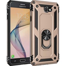 Kılıfmania Samsung Galaxy J7 Prime Kapak Military Yüzüklü Stantlı Panzer Tank Kılıf - Gold