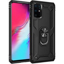 Kılıfmania Samsung Galaxy S20 Plus Kapak Military Yüzüklü Stantlı Panzer Tank Kılıf - Siyah