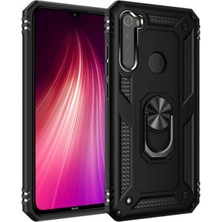 Kılıfmania Xiaomi Redmi Note 8 Kapak Military Yüzüklü Stantlı Panzer Tank Kılıf - Siyah
