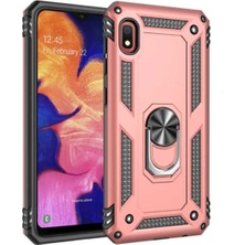 Kılıfmania Xiaomi Redmi 7A Kapak Military Yüzüklü Stantlı Panzer Tank Kılıf - Rose Gold