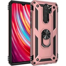 Kılıfmania Xiaomi Redmi Note 8 Pro Kapak Military Yüzüklü Stantlı Panzer Tank Kılıf - Rose Gold