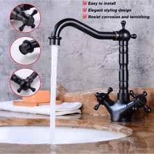 Guangdong Spirit Bakır Orb Musluk Siyah Çift Kolları Sıcak ve Soğuk Evye Lavabo Bataryası Bataryası