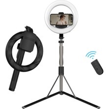 Sunlink Android Için 8inch LED Ring Fotoğrafçılık Işığı Ile Kablosuz Bluetooth Selfie Stick El Tipi Uzaktan Deklanşör 160CM (Yurt Dışından)