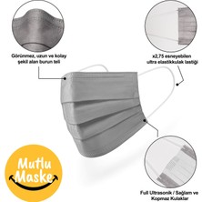 Mutlu Maske Classic Serisi Beyaz Gri Kahverengi Siyah Renkli Cerrahi Maske Seti 100'lü