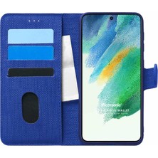 Microsonic Samsung Galaxy S21 Fe Kılıf Fabric Book Wallet Lacivert