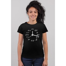 Rock&Roll Saat Kaç Siyah Kısa Kollu Kadın T-Shirt