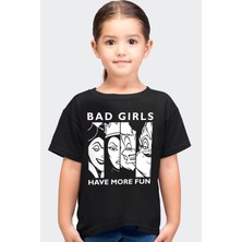 Rock&Roll Eğlenceli Kadınlar Siyah Kısa Kollu Kız Çocuk T-Shirt