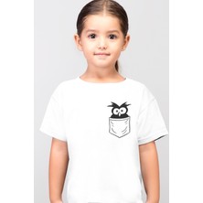 Rock&Roll Cepte Şaşkın Kuş Beyaz Kısa Kollu Kız Çocuk T-Shirt