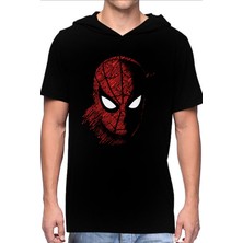 Rock&Roll Dijital Örümcek Siyah Kapşonlu Kısa Kollu Erkek T-Shirt