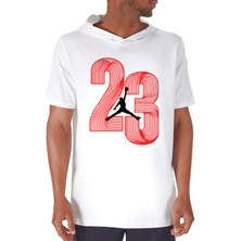 Rock&Roll Yirmi Üç Beyaz Kapşonlu Kısa Kollu Erkek T-Shirt