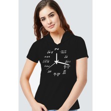 ROCKANDROLL Saat Kaç Siyah Kapşonlu Kısa Kollu Kadın T-Shirt