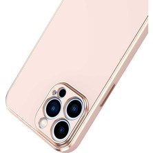 Gpack Apple iPhone 12 Pro Kılıf Bark Parlak Silikon Renkli Kenarları Rose Beyaz