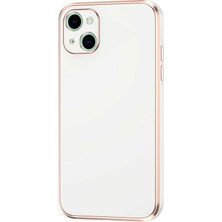 Gpack Apple iPhone 13 Kılıf Bark Parlak Silikon Renkli Kenarları Rose Beyaz