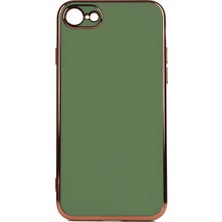 Case Street Casestreet Apple iPhone 8 Kılıf Bark Parlak Silikon Renkli Kenarları Rose Yeşil