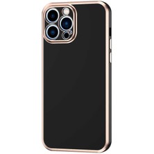 Case Street Casestreet Apple iPhone 12 Pro Kılıf Bark Parlak Silikon Renkli Kenarları Rose Siyah