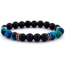 Solfera Mavi Kaplan Gözü Zirkon Taşlı Doğal Taş Kadın Bileklik J0208