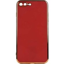 Dlrcase Apple iPhone 8 Plus Kılıf Bark Parlak Silikon Renkli Kenarları Rose Kahverengi