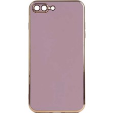 Dlrcase Apple iPhone 8 Plus Kılıf Bark Parlak Silikon Renkli Kenarları Rose Mor