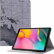 Hello-U Galaxy Tab A7 Lite 8.7-Inch Için Harita Desen Deri Cüzdan Tasarım Tablet Koruyucu Telefon Kılıfı - Gri (Yurt Dışından)