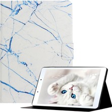 Hello-U Galaxy Tab A7 Lite 8.7-Inch Için Mermer Desen Pu Deri Tablet Kılıfı - Beyaz (Yurt Dışından)