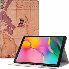 Hello-U Galaxy Tab A7 Lite 8.7-Inch Için Harita Desen Deri Cüzdan Tasarım Tablet Koruyucu Telefon Kılıfı - Kahverengi (Yurt Dışından)