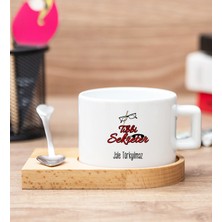 Hediye Dükkanı Kişiye Özel  Tıbbi Sekreter Ahşap Altlıklı Fincan