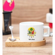 Hediye Dükkanı Kişiye Özel  Osmanlı Armalı Ahşap Altlıklı Fincan