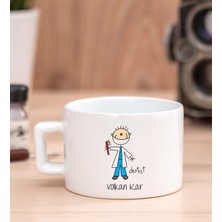 Hediye Dükkanı Kişiye Özel  Erkek Diş Hekimi Karikatürü Fincan