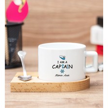 Hediye Dükkanı Kişiye Özel  Kaptan Ahşap Altlıklı Fincan