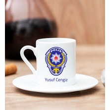 Hediye Dükkanı Kişiye Özel  Polis Logolu Beyaz Türk Kahvesi Fincanı