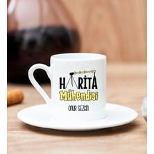 Hediye Dükkanı Kişiye Özel  Harita Mühendisi Beyaz Türk Kahvesi Fincanı