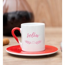 Hediye Dükkanı Kişiye Özel  Kadına Hediye Isim Yazılı Kırmızı Türk Kahvesi Fincanı