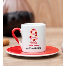 Hediye Dükkanı Kişiye Özel  Kadınlar Günü Hediyesi Kırmızı Türk Kahvesi Fincanı