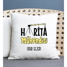 Hediye Dükkanı Kişiye Özel  Harita Mühendisi Kare Yastık