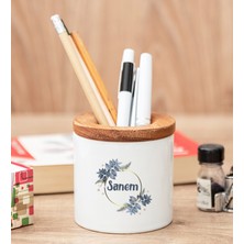 Hediye Dükkanı Kişiye Özel  Çiçek Desenli Isme Özel Kalemlik