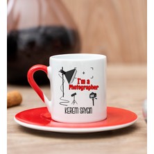 Hediye Dükkanı Kişiye Özel  Fotoğrafçı Kırmızı Türk Kahvesi Fincanı