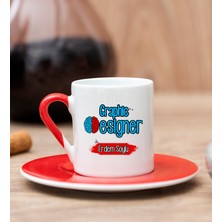 Hediye Dükkanı Kişiye Özel  Grafiker Kırmızı Türk Kahvesi Fincanı