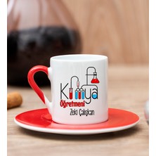 Hediye Dükkanı Kişiye Özel  Kimya Öğretmeni Kırmızı Türk Kahvesi Fincanı