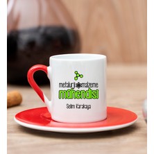 Hediye Dükkanı Kişiye Özel  Metalurji Ve Malzeme Mühendisi Kırmızı Türk Kahvesi Fincanı