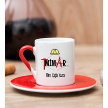 Hediye Dükkanı Kişiye Özel  Mimar Kırmızı Türk Kahvesi Fincanı