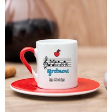 Hediye Dükkanı Kişiye Özel  Müzik Öğretmeni Kırmızı Türk Kahvesi Fincanı