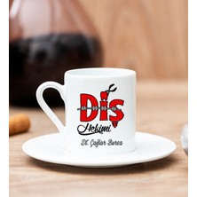 Hediye Dükkanı Kişiye Özel  Diş Hekimi Beyaz Türk Kahvesi Fincanı