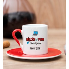 Hediye Dükkanı Kişiye Özel  Bilgisayar Teknisyeni Kırmızı Türk Kahvesi Fincanı