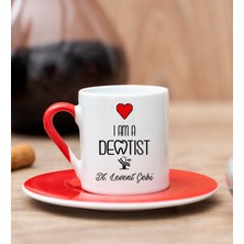 Hediye Dükkanı Kişiye Özel  Dentist Kırmızı Türk Kahvesi Fincanı