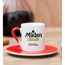 Hediye Dükkanı Kişiye Özel  Maden Mühendisi Kırmızı Türk Kahvesi Fincanı