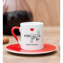 Hediye Dükkanı Kişiye Özel  Psikolog Kırmızı Türk Kahvesi Fincanı