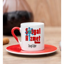 Hediye Dükkanı Kişiye Özel  Sosyal Hizmet Uzmanı Kırmızı Türk Kahvesi Fincanı