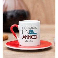 Hediye Dükkanı Kişiye Özel  Dünyanın En Iyi Annesi Kırmızı Türk Kahvesi Fincanı